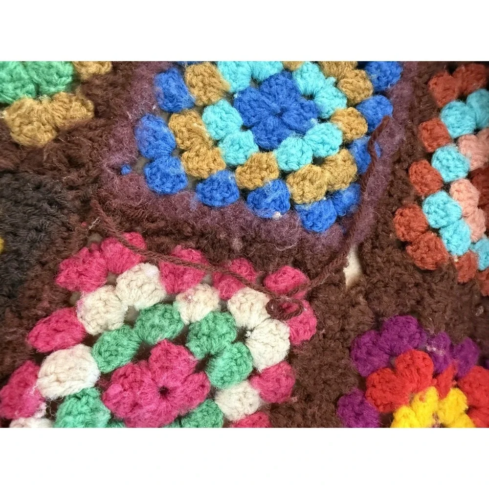 Granny Square Afghan Crochet Handmade Blanket  Approx 50x59